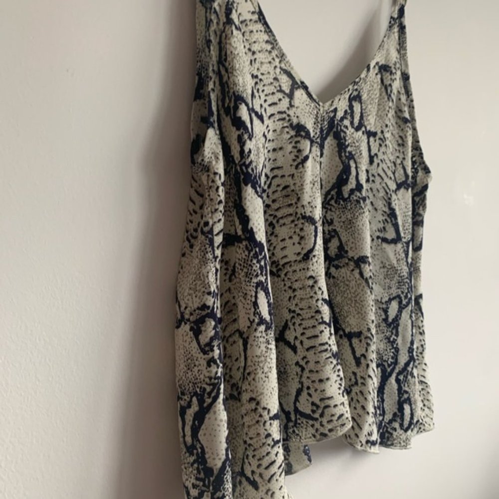 Tobi Grey V-Neck Flowy Snakeskin / Python Tank Top - image 3